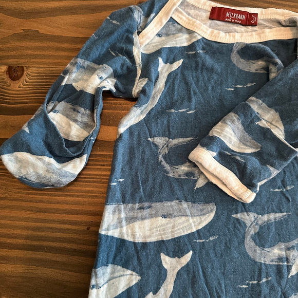 Baby Milkbarn Blue White Whale Print Sleep Sack 0-3 Months - Picture 3 of 6